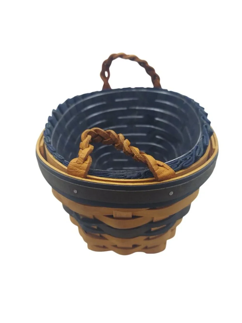 Longaberger 1999 Collectors Club Basket Hand Woven Navy Liner Plastic Protector